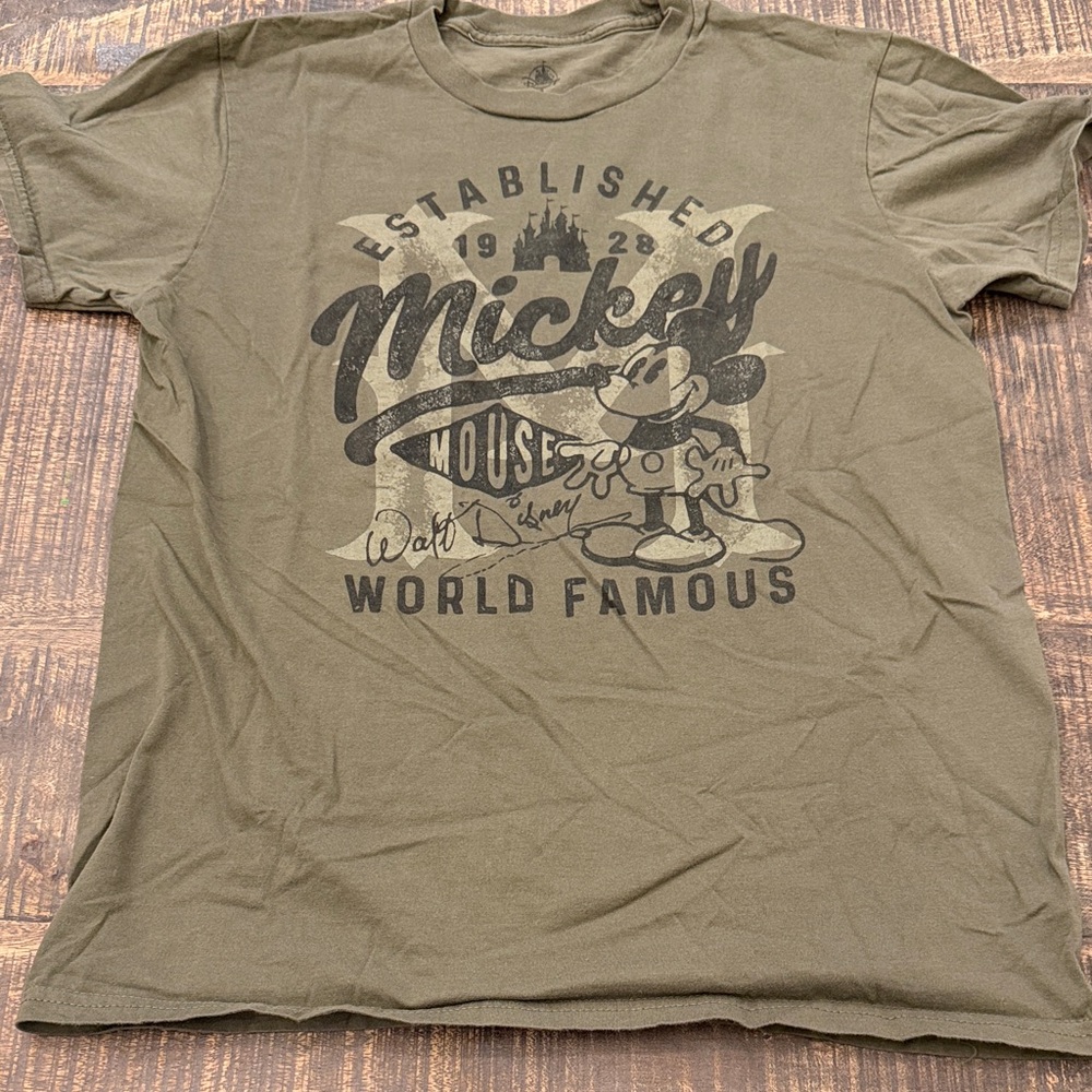 Disney Olive Graphic Mickey Mouse Tee
